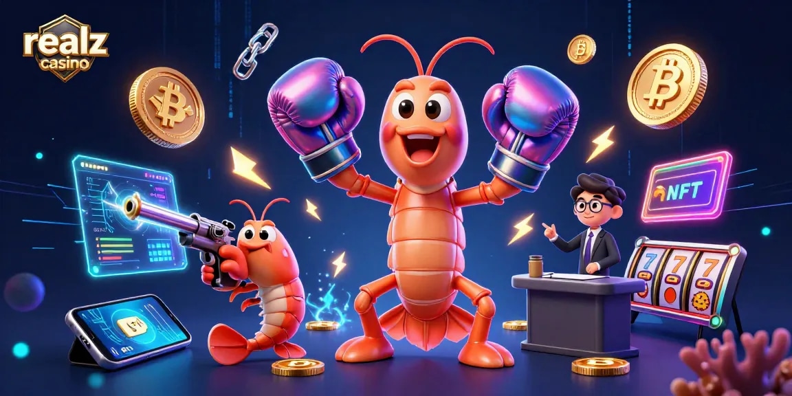 Engage with realz casino excitement, featuring animated characters, vibrant crypto elements, and captivating gameplay.