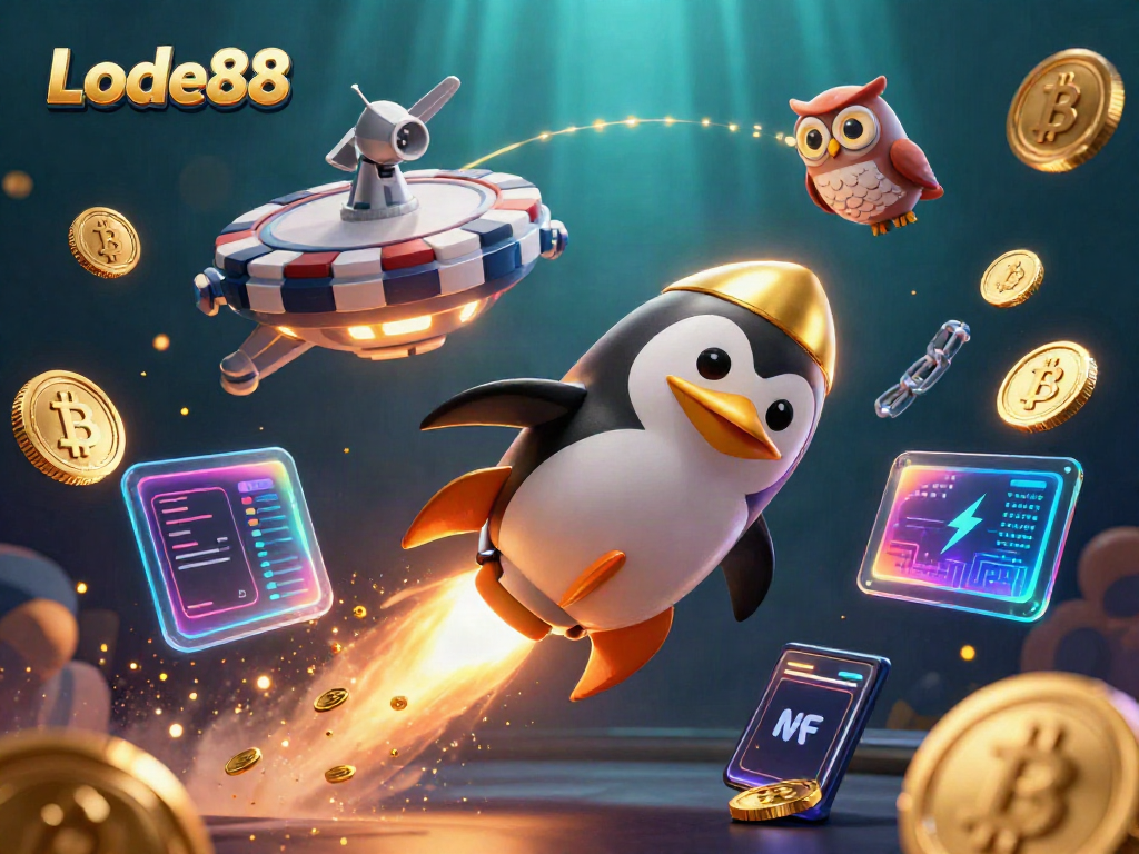 Win big with Lode88 while exploring this vibrant casino-themed 3D illustration.