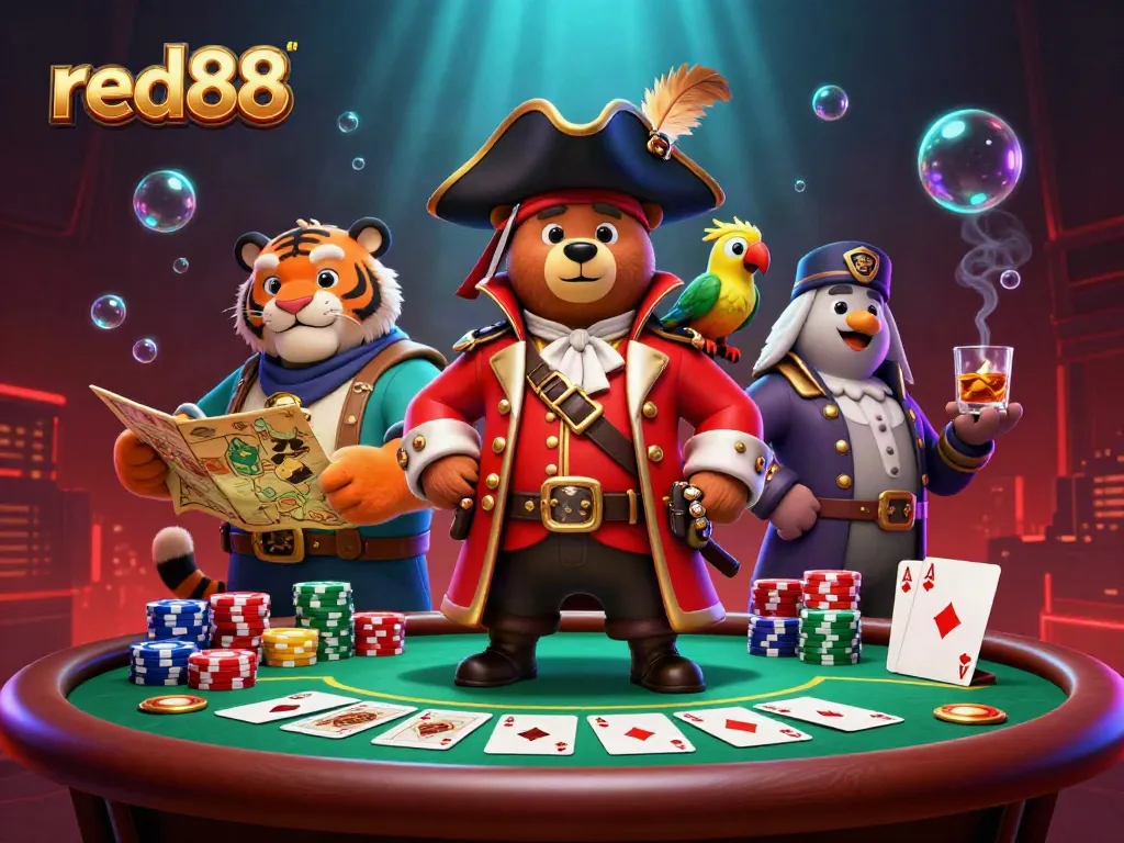 Engage with red88's thrilling casino adventures featuring vibrant characters and lush game elements.