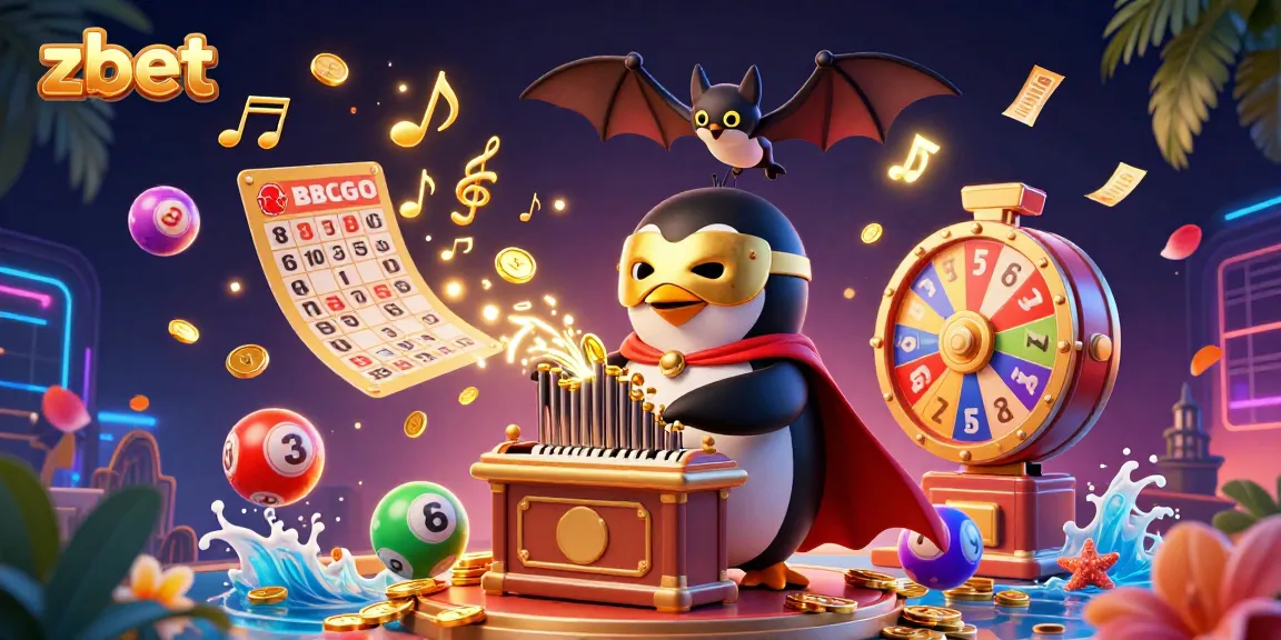 Experience zbet's lively casino atmosphere through a vibrant 3D illustration featuring games, characters, and excitement.